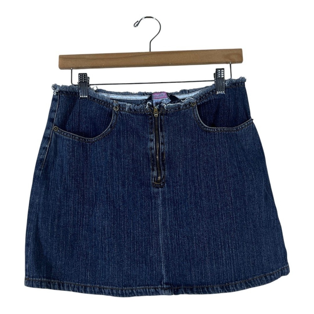 Bubblegum Vintage Solid Denim Mini Skirt Blue Y2K Frayed Raw Hem Size 5/6